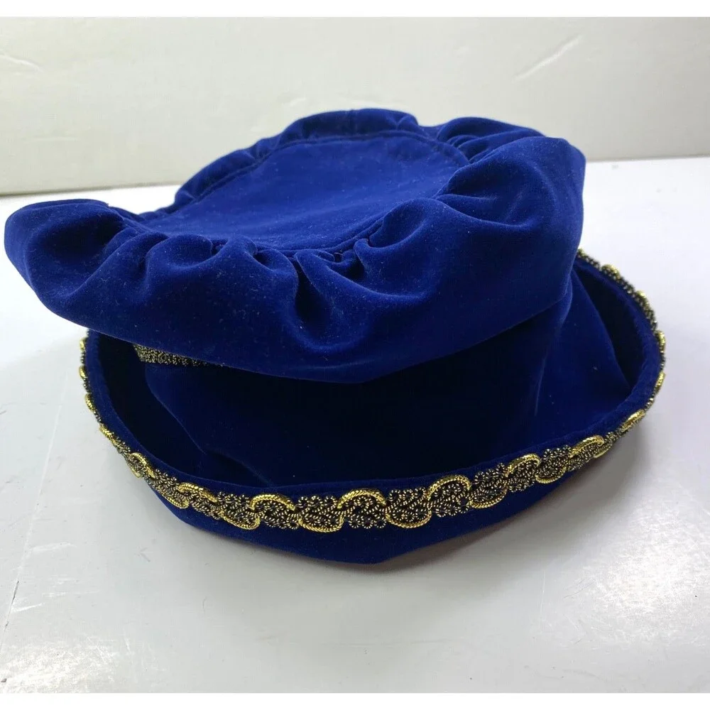 Blue Velvet Cap Hat Youth-Lg Medieval Steampunk Goth Cosplay Theatre Costume 17